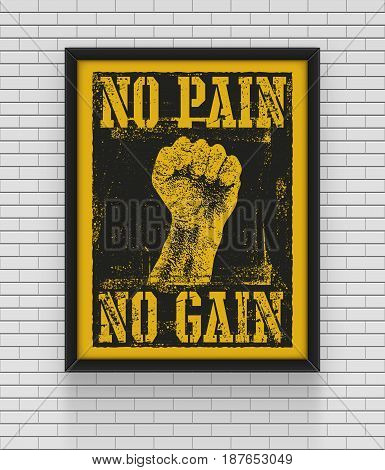 No pain no gain with fist hand vector illustration