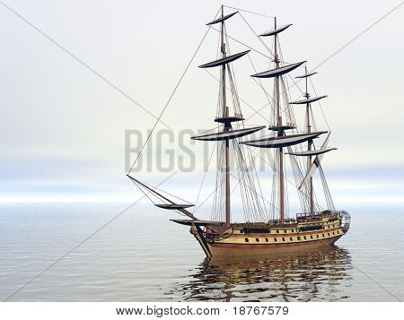 navio no mar com sem velas