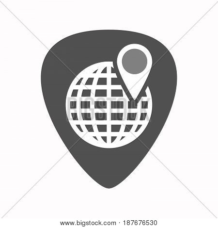 Isolated Guitar Plectrum With A World Globe