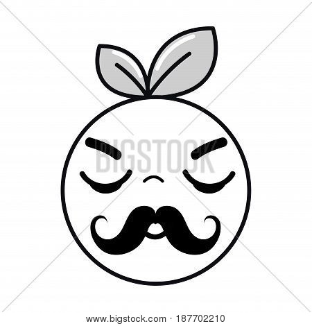 silhouette kawaii nice sleeping orange fruit, vector illustration