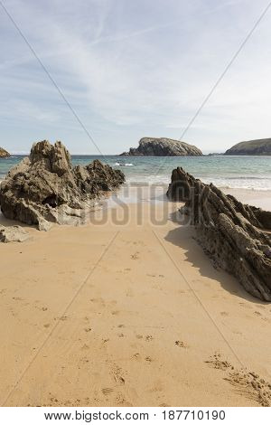 The Beach Of Arnia In Cantabria, Spain