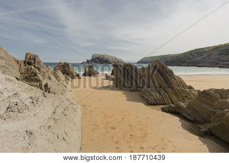 The Beach Of Arnia In Cantabria, Spain