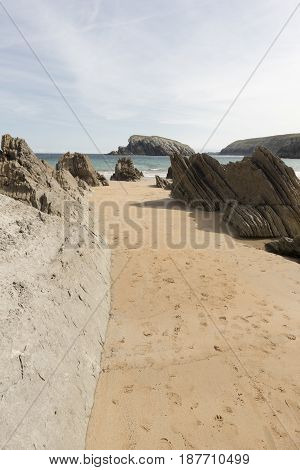 The Beach Of Arnia In Cantabria, Spain