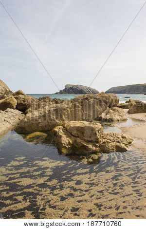 The Beach Of Arnia In Cantabria, Spain