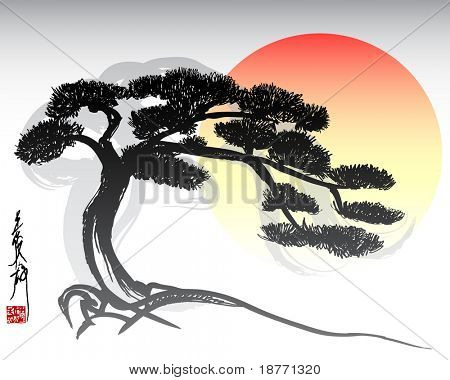 illustratie van oosterse bonsai tree