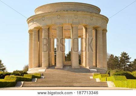 Monument of the Montsec Butte to the glory of the American soldiers in the Meuse in France