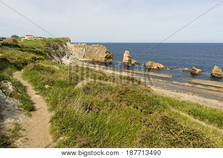 The Beach Of Arnia In Cantabria, Spain