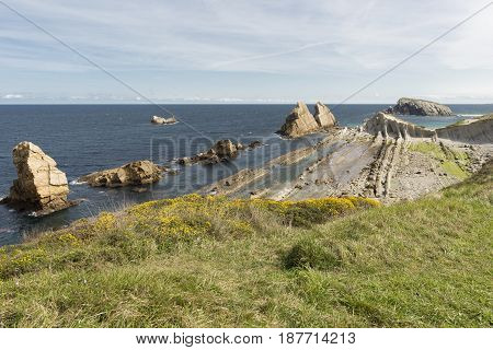 The Beach Of Arnia In Cantabria, Spain