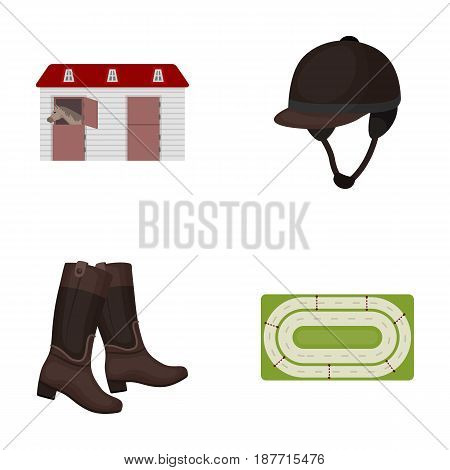 Boots, grass, stadium, track, rest .Hippodrome and horse set collection icons in cartoon style vector symbol stock illustration .