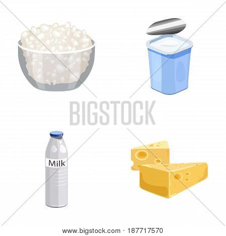 Milk, Calcium, Product, Food .Milk product and sweet set collection icons in cartoon style vector symbol stock illustration .