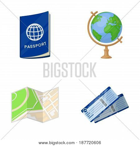 Vacation, travel, passport, globe .Rest and travel set collection icons in cartoon style vector symbol stock illustration .