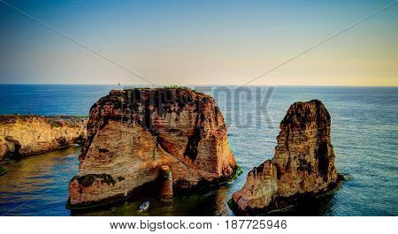 View Raouche or Pigeon Rock Beirut Lebanon