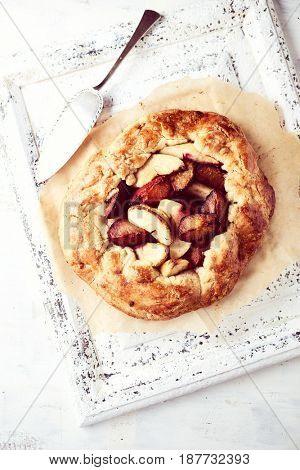 Rustic Plum and Apple Galette