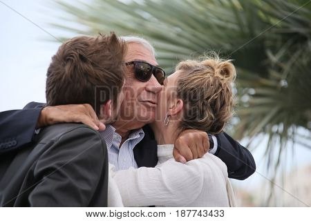 Pierre Deladonchamps, Andre Techine, Celine Sallette attend the 'Our Crazy Years (Nos Annees Folles)' photocall during the 70th annual Cannes Festival at Palais on May 22, 2017 in Cannes, France. 