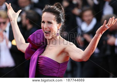 Andie MacDowell attends the 'The Meyerowitz Stories' screening during the 70th annual Cannes Film Festival at Palais des Festivals on May 21, 2017 in Cannes, France. 