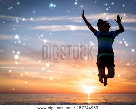 Happy boy enjoying the beach