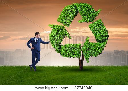 Businessman in recyling sustainable business concept