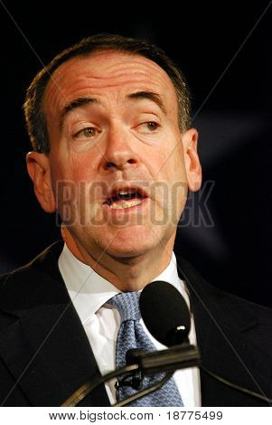 WASHINGTON DC â OCT 20: Governor Mike Huckabee speaking at âWashington Briefing 2007: Values Voter Summitâ on October 20, 2007, at the Hilton Hotel in downtown Washington DC.