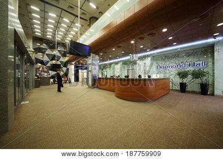 MOSCOW - OCT 25, 2016: Interior of Diamond hall business center, total area of new business complex of 61500 sq.m.