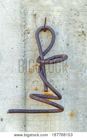 Very old rusty iron twist sprial close