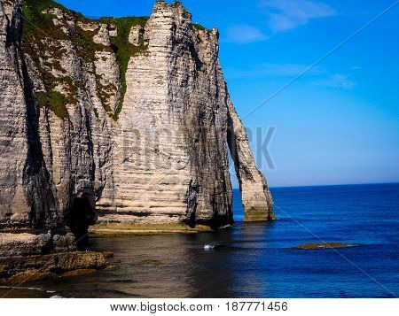 beautiful normandy - cliffs and beach étretat - france - may 2017