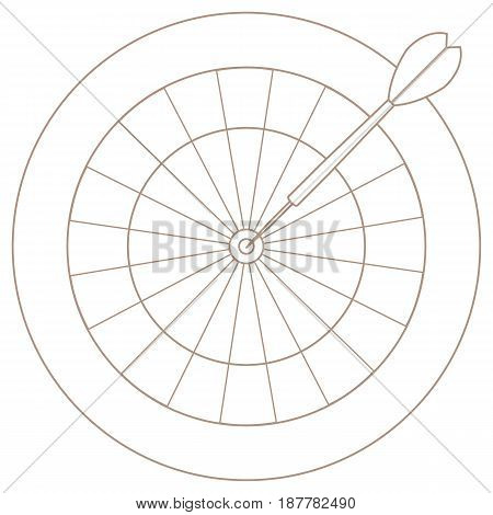 Cute Vector Illustration Of Target And Arrow For The Darts. Sports Theme.