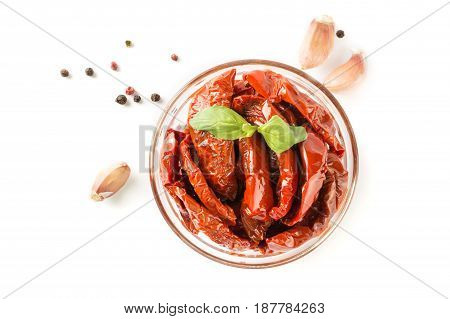 Italian Dish - Sundried Tomato With Oil And Spice. Top View