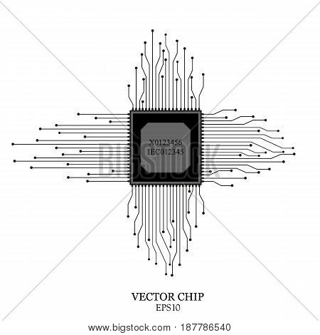 Vector Flat Icon of cpu. Isolated chip Element Modern illustration for web and mobile.