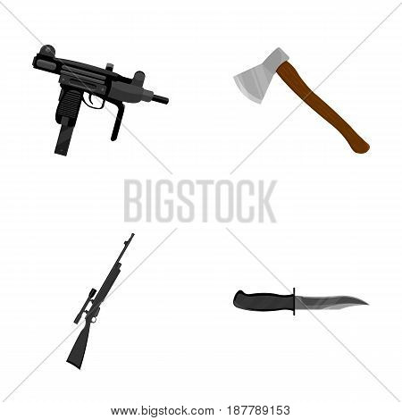 Ax, automatic, sniper rifle, combat knife. Weapons set collection icons in cartoon style vector symbol stock illustration .