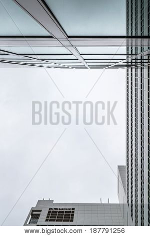The Hague The Netherlands - August 7 2016: The Hague City Hall. It was designed by American architect Richard Meier. Low angle view