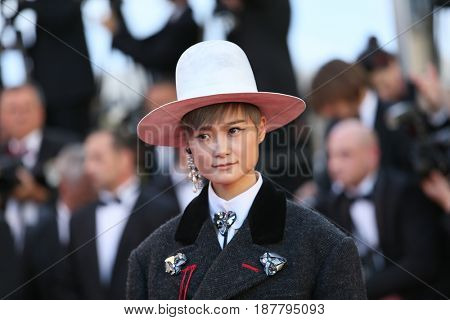 Li Yuchun attends the 'Ismael's Ghosts (Les Fantomes d'Ismael)' screening and Opening Gala during the 70th annual Cannes Film Festival at Palais  on May 17, 2017 in Cannes, France.