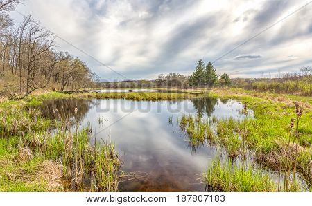 Storm Forming Over The Marsh In Spring