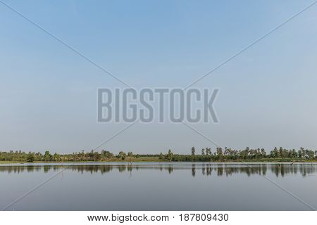 water and sky is beautiful in summer day at swamp
