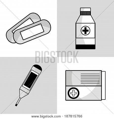 set medical tratment with first aid tools, vector illustration