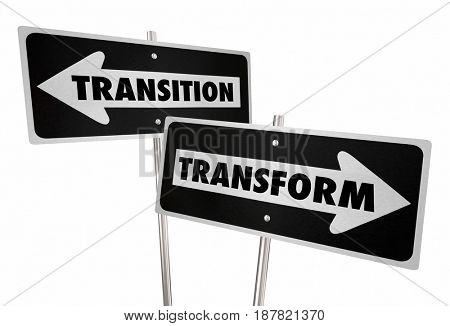 Transformation Transition Road Street Signs Change Disrupt 3d Illustration