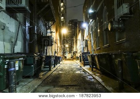 Scary and creepy lane in Philadelphia by night -  2017