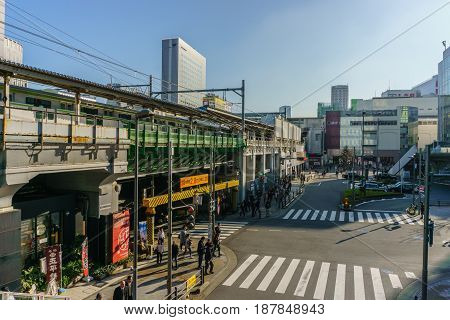 Tokyo Japan - November 22 2016 :Akihabara JR Station in Tokyo Japan . Akihabara is Tokyo's Major Electronic Shopping Area in Tokyo .