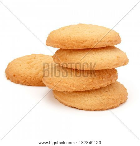 stacked short pastry cookies isolated on white background
