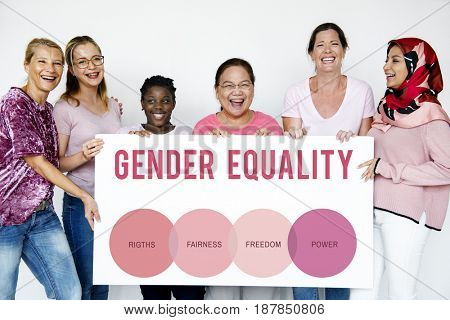 Diverse woman together with equality concept