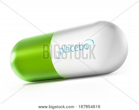 Placebo pill isolated on white background. 3D illustration.