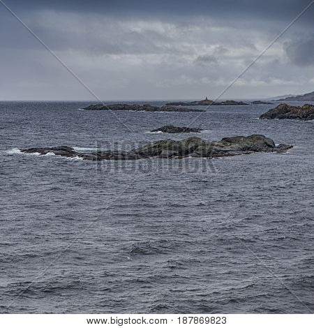 Classical Norwegian Seascape During Early Spring Time.Square Image Composition