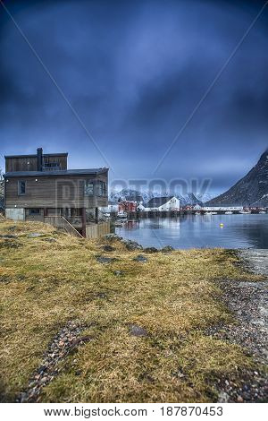 Picture of Traditional Norwegian Fishing Village at Lofoten Islands, Norway.