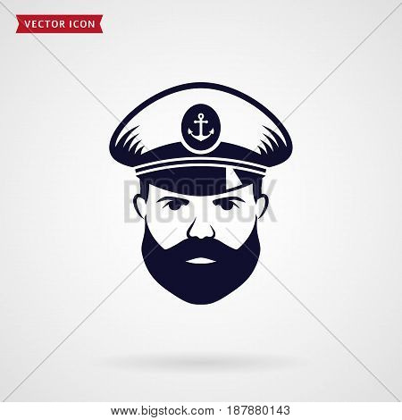 Ship's captain icon. Sea theme. Vector symbol.