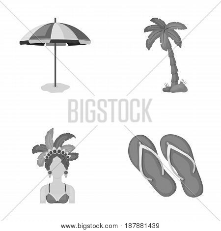 Brazil, country, umbrella, beach . Brazil country set collection icons in monochrome style vector symbol stock illustration .
