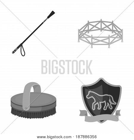 Aviary, whip, emblem, hippodrome .Hippodrome and horse set collection icons in monochrome style vector symbol stock illustration .