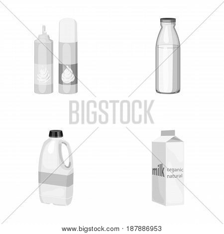 Milk, Calcium, Product, Food .Milk product and sweet set collection icons in monochrome style vector symbol stock illustration .