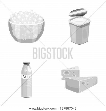 Milk, Calcium, Product, Food .Milk product and sweet set collection icons in monochrome style vector symbol stock illustration .