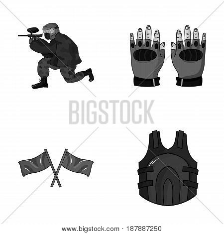 Sport, game, paintball, competition .Paintball set collection icons in monochrome style vector symbol stock illustration .
