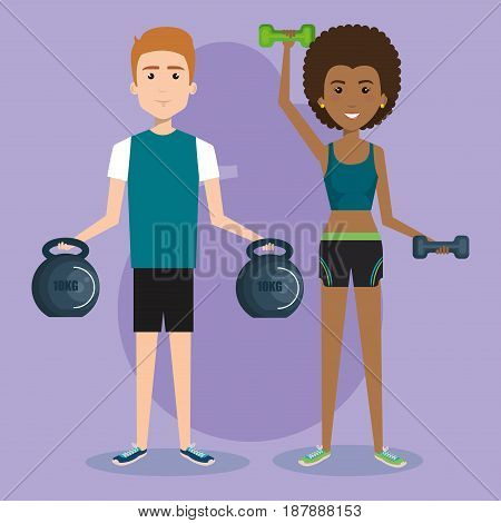 People holding man woman icon vector ilustration