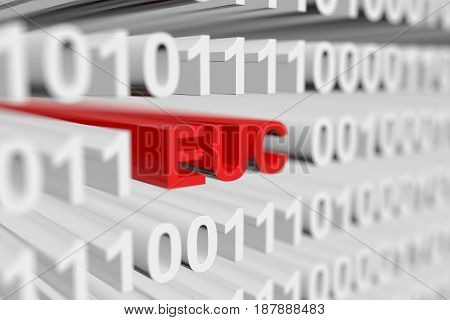 EUC in the form of a binary code with blurred background 3D illustration
